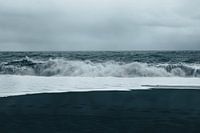 Stormy sky and sea waves - black sand beach Iceland photo print | moody landscape photography art