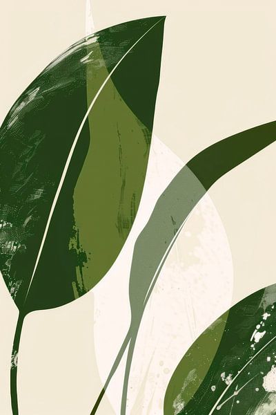 Groene bladeren in zachte tinten van Poster Art Shop