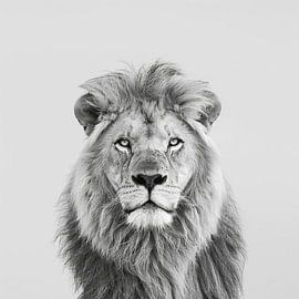 Lion en noir et blanc