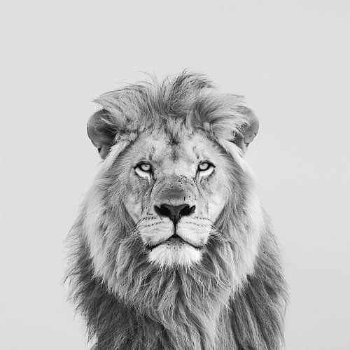 Lion in black and white