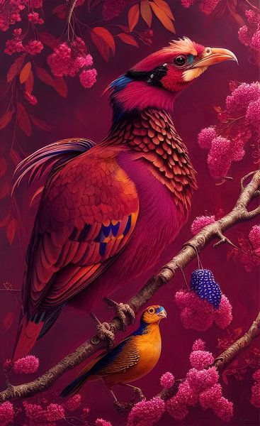 Portrait of a red bird by Nicolette Vermeulen
