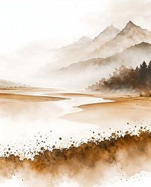 Paysage minimaliste à l'aquarelle 08