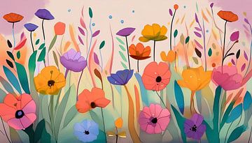 Colourful abstract botanical garden with modern flowers (4) by STUDIO ARTSY