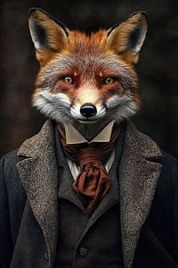 Fuchs im altmodischen Anzug