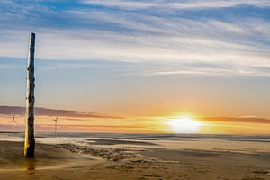 Watt an der Nordsee bei Sonnenuntergang