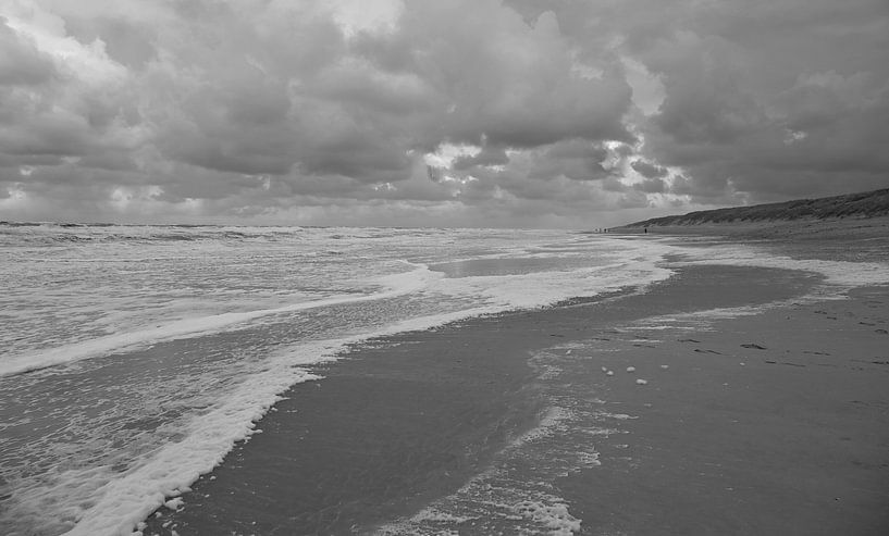 Strand von Zeeland in schwarz-weiß. von Jose Lok