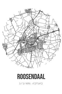 Roosendaal (Noord-Brabant) | Landkaart | Zwart-wit van MijnStadsPoster