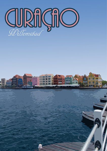 Vieille affiche, Handelskade, Willemstad Curacao par Discover Dutch Nature