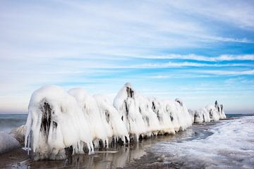 Winter on shore of the Baltic Sea van Rico Ködder