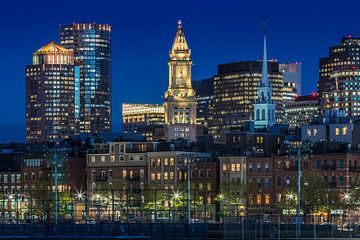 BOSTON Skyline nocturne du North End & Financial District