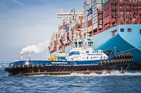 Sleepboot in actie