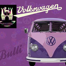 Volkswagen T1 Samba pink van Ad Hermans
