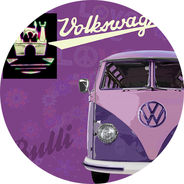 Volkswagen T1 Samba pink van Ad Hermans