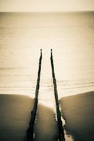 Top view of breakwater on Domburg beach