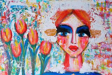 Peasant Woman with Tulips