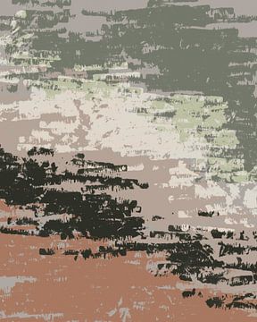 Pinselstriche in neutralen Farben. Abstrakte Kunst in Terra, Braun, Weiß und Grün von Dina Dankers