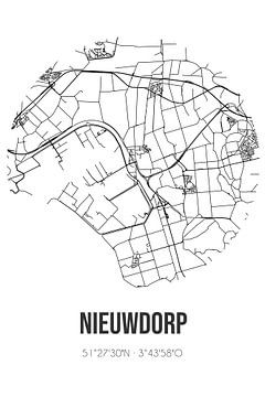 Nieuwdorp (Zeeland) | Karte | Schwarz und weiß von Rezona