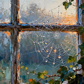 Des gouttes de rosée dans la lumière du matin sur Kristin M