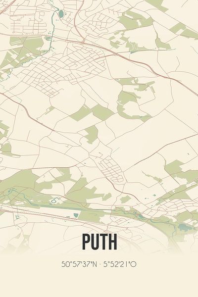 Vintage map of Puth (Limburg) by Prints of Place