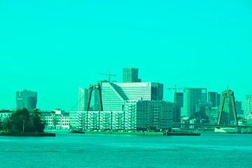 Rotterdam - Willemsbrug en omgeving - in groen-blauwe tinten van Ineke Duijzer