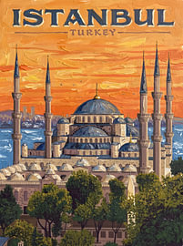 Sonnenuntergang an der Blauen Moschee in Istanbul