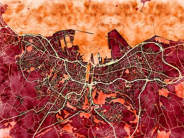 Kaart van Cherbourg-en-Cotentin in de stijl 'Amber Autumn' van Maporia