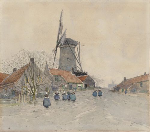 Henri Cassiers, In Axel, waterverf