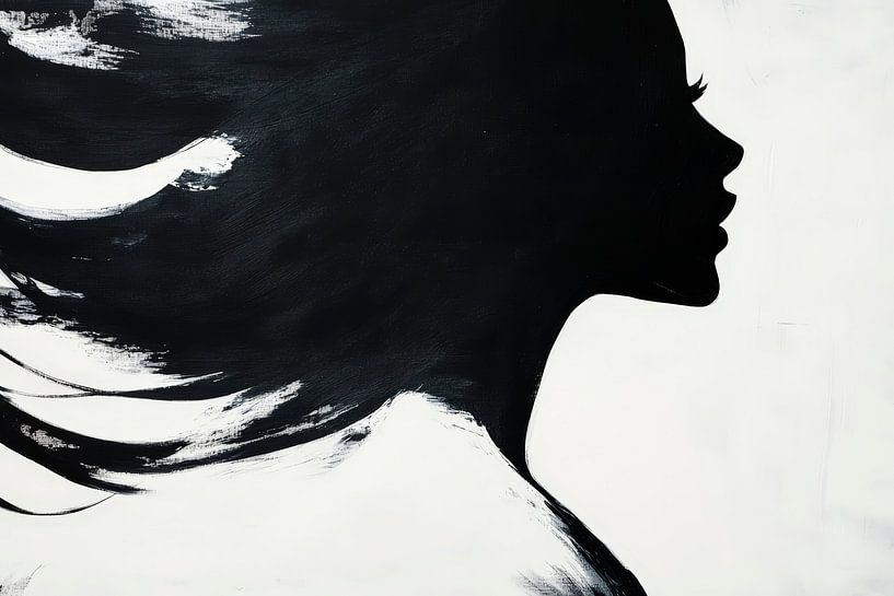Schwarz-Weiß Silhouette einer Frau von Poster Art Shop