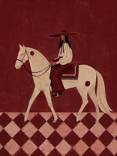 Cowgirl-Motiv, Western-Boho-Kunst von Bella studio
