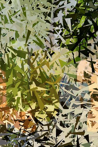 Abstract landschap in smaragdgroen, terra. Bamboe.