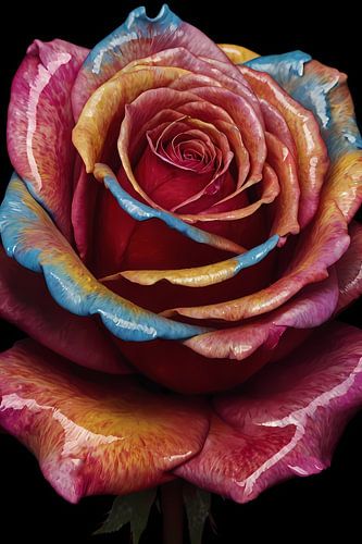 Abstracte explosie van kleurrijke rozenpracht