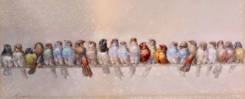 Een Vogelbok van Hector Giacomelli, met sneeuw