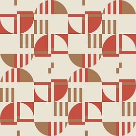 Motif géométrique abstrait moderne en rose corail, marron et blanc.  3 sur Dina Dankers