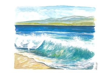 Strand Brechende Wellen mit Gischt in der Bucht von Markus Bleichner