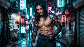 Cyberpunk Samurai Japan van my pixel art