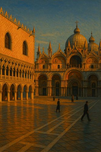 San Marco's Basiliek bij zonsondergang: Gouden Uur op het plein