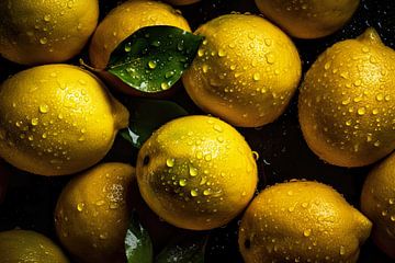 Verse citroenen met waterdruppels van Studio XII