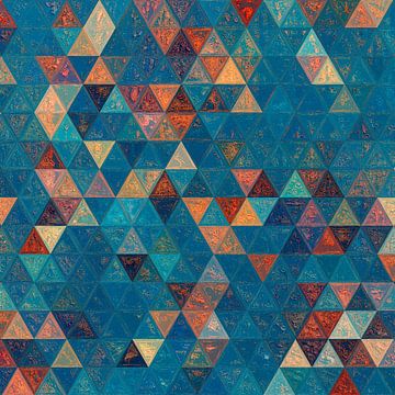 Mozaïek driehoek blauw rood #mosaic van JBJart Justyna Jaszke