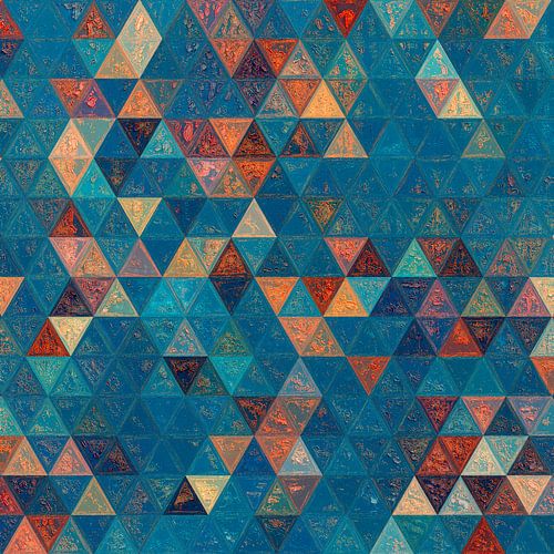 Mozaïek driehoek blauw rood #mosaic