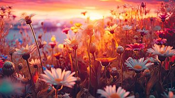 Dreamy summer field of flowers by Vlindertuin Art