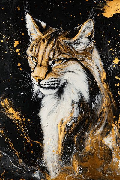 Abstrakter goldener Luchs Kunstwerk von Imperial Art House