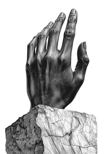 De hand van de schepping: surrealistische stenen sculptuur