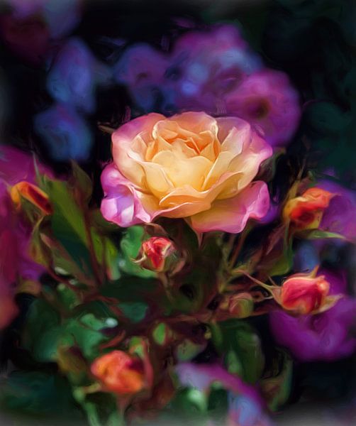 Digitaal geschilderde roos. van Hille Bouma