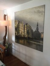 Klantfoto: Het Singel te Amsterdam naar de Munt gezien, op canvas
