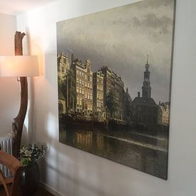 Klantfoto: Het Singel te Amsterdam naar de Munt gezien, op canvas