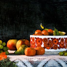 Mixed media from a fruit bowl. by Therese Brals
