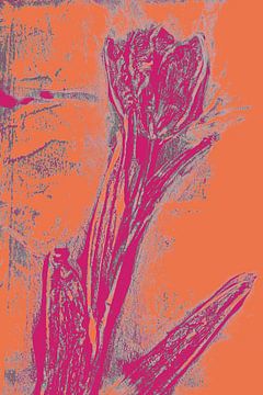 Moderne botanische kunst. Boho Tulp in felle kleuren nr. 5 van Dina Dankers