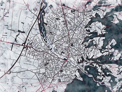 Kaart van Dornbirn in de stijl 'White Winter'
