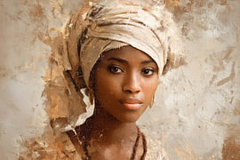 An Afrikaans girl with a frayed headscarf, in sepia by Steinfox Art