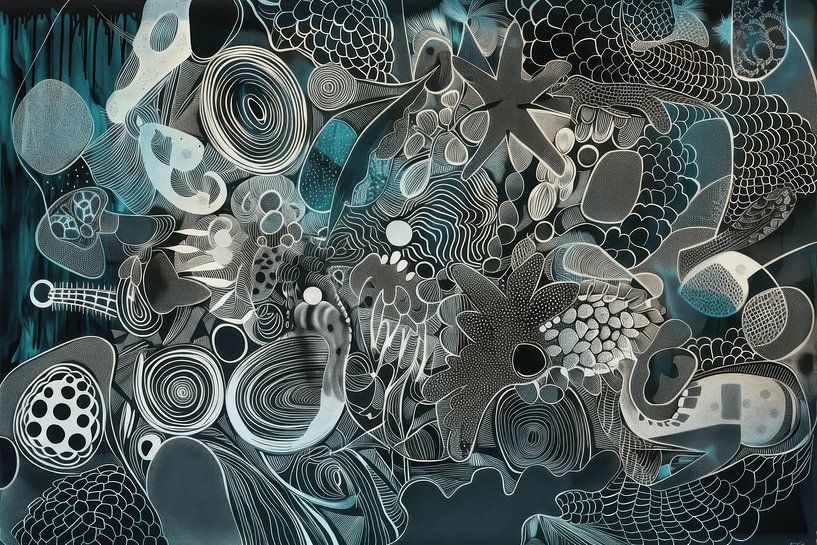 Abstract, Black and White and Colour -3 by Peter Pen Drawings and Paintings